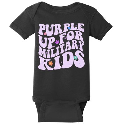 Retro 1960s Purple Up For MilitaryKids Baby Bodysuit