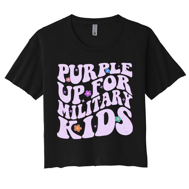 Retro 1960s Purple Up For MilitaryKids Crop Top