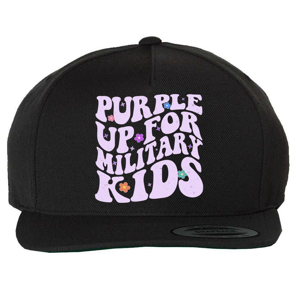 Retro 1960s Purple Up For MilitaryKids Wool Snapback Cap