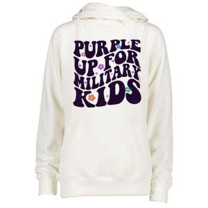 Retro 1960s Purple Up For MilitaryKids Womens Funnel Neck Pullover Hood