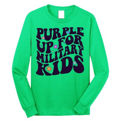 Retro 1960s Purple Up For MilitaryKids Long Sleeve Shirt