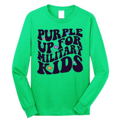 Retro 1960s Purple Up For MilitaryKids Long Sleeve Shirt