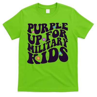 Retro 1960s Purple Up For MilitaryKids T-Shirt