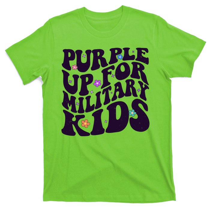 Retro 1960s Purple Up For MilitaryKids T-Shirt