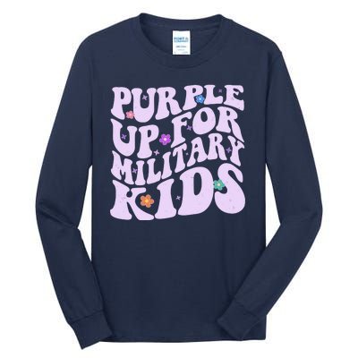 Retro 1960s Purple Up For MilitaryKids Tall Long Sleeve T-Shirt