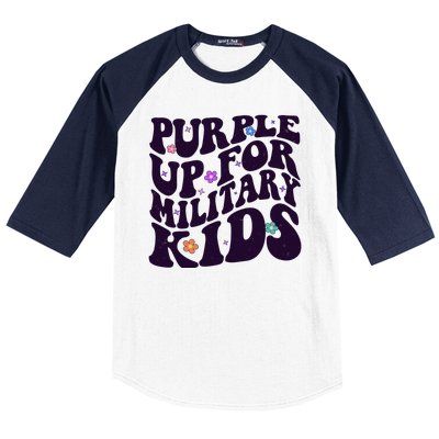 Retro 1960s Purple Up For MilitaryKids Baseball Sleeve Shirt