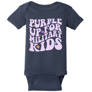 Retro 1960s Purple Up For MilitaryKids Baby Bodysuit