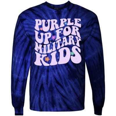 Retro 1960s Purple Up For MilitaryKids Tie-Dye Long Sleeve Shirt