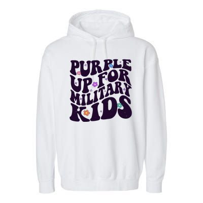 Retro 1960s Purple Up For MilitaryKids Garment-Dyed Fleece Hoodie