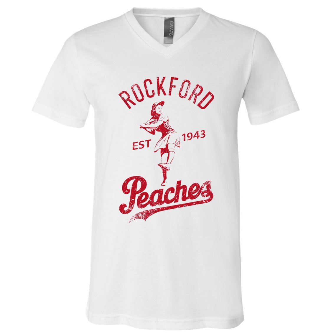 Rockford 1943 Peaches Vintage V-Neck T-Shirt
