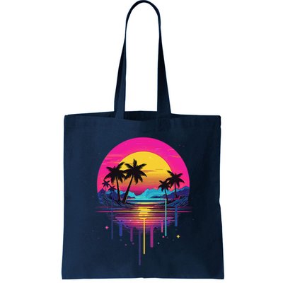 Retro 1980s Palm Tree Sunset Sunrise Pain Drip Bag