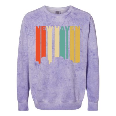 Retro 1970S Style New Haven Connecticut Skyline Colorblast Crewneck Sweatshirt