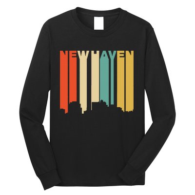 Retro 1970S Style New Haven Connecticut Skyline Long Sleeve Shirt