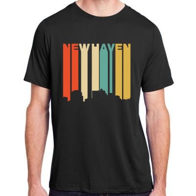 Retro 1970S Style New Haven Connecticut Skyline Adult ChromaSoft Performance T-Shirt