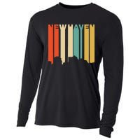 Retro 1970S Style New Haven Connecticut Skyline Cooling Performance Long Sleeve Crew