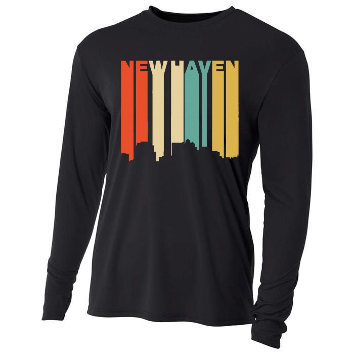 Retro 1970S Style New Haven Connecticut Skyline Cooling Performance Long Sleeve Crew