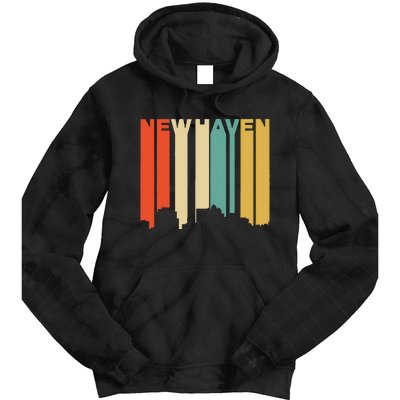 Retro 1970S Style New Haven Connecticut Skyline Tie Dye Hoodie