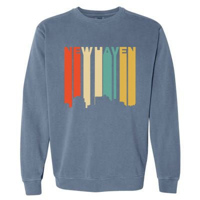 Retro 1970S Style New Haven Connecticut Skyline Garment-Dyed Sweatshirt