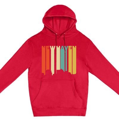 Retro 1970S Style New Haven Connecticut Skyline Premium Pullover Hoodie