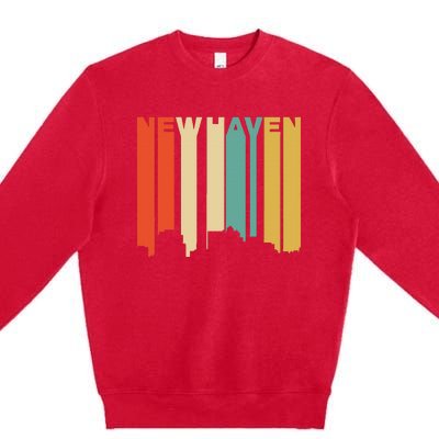 Retro 1970S Style New Haven Connecticut Skyline Premium Crewneck Sweatshirt