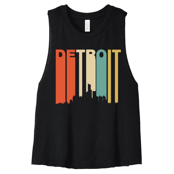 Retro 1970S Style Detroit Michigan Skyline Women's Racerback Cropped Tank