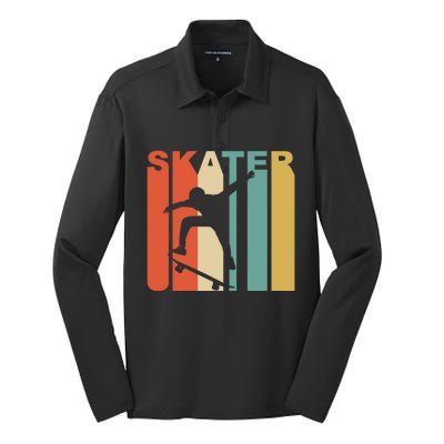 Retro 1970S Style Skater Skateboarder Skateboarding Cute Gift Cool Gift Silk Touch Performance Long Sleeve Polo