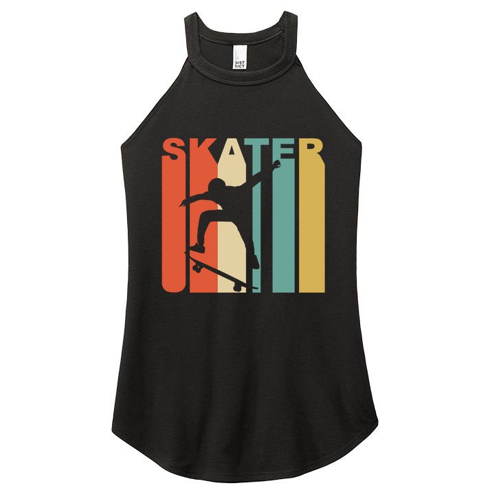 Retro 1970S Style Skater Skateboarder Skateboarding Cute Gift Cool Gift Women's Perfect Tri Rocker Tank