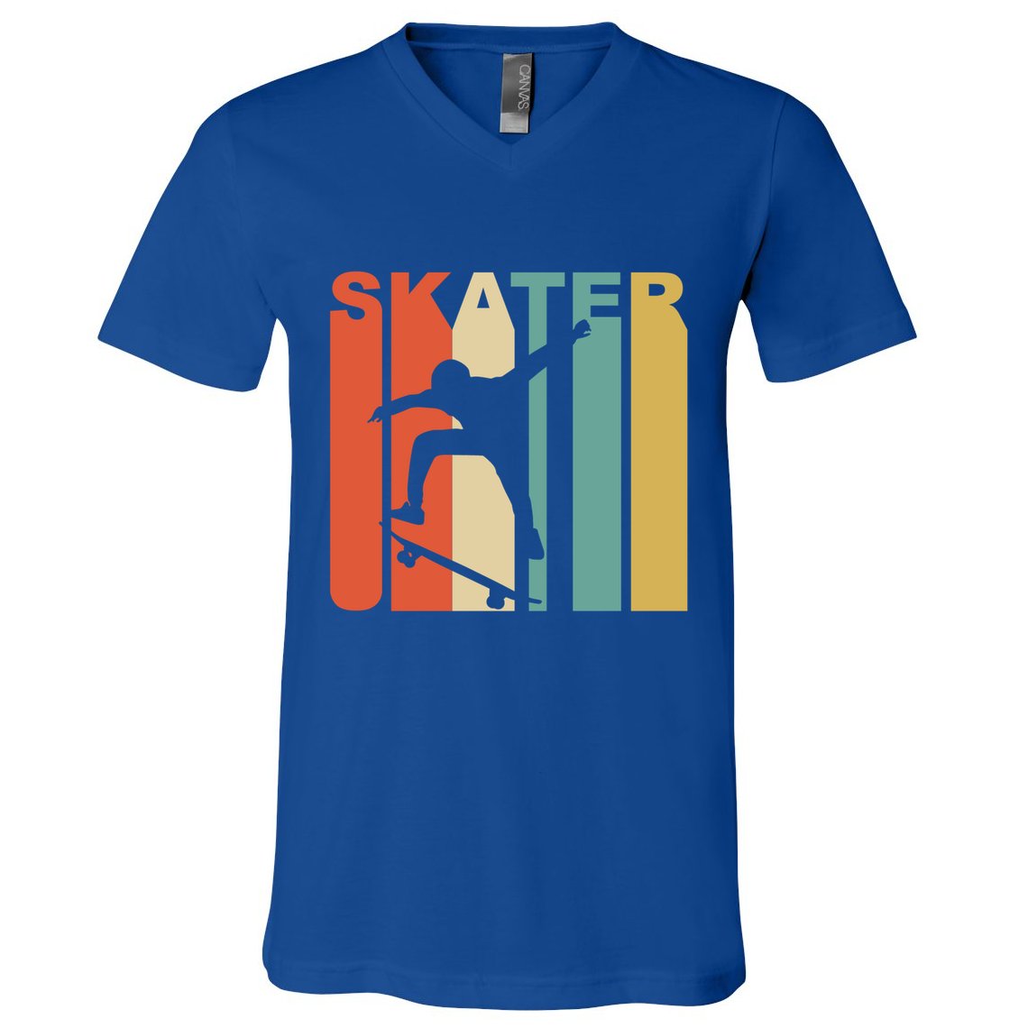 Retro 1970S Style Skater Skateboarder Skateboarding Cute Gift Cool Gift V-Neck T-Shirt