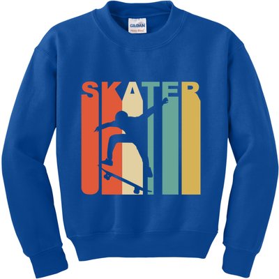 Retro 1970S Style Skater Skateboarder Skateboarding Cute Gift Cool Gift Kids Sweatshirt