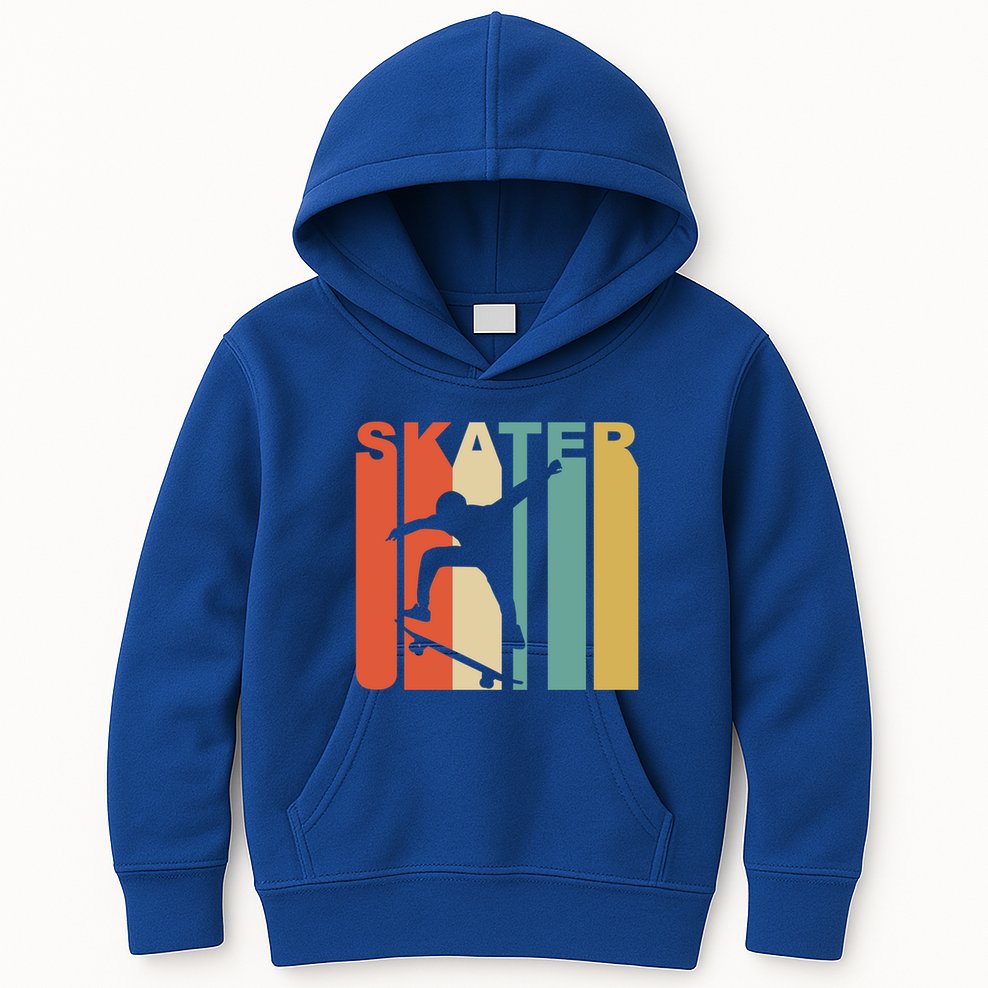Retro 1970S Style Skater Skateboarder Skateboarding Cute Gift Cool Gift Kids Hoodie