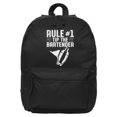 Rule 1 Tip The Bartender Mixologist Intoxicologist 16 in Basic Backpack