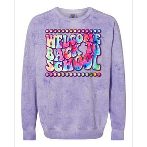 Retro 1960s Tie Dye Welcome Back To School Colorblast Crewneck Sweatshirt