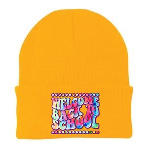 Retro 1960s Tie Dye Welcome Back To School Knit Cap Winter Beanie