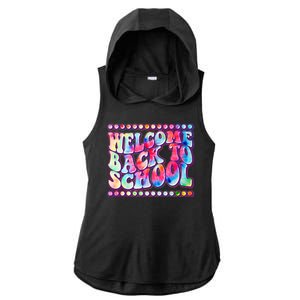 Retro 1960s Tie Dye Welcome Back To School Ladies PosiCharge Tri-Blend Wicking Draft Hoodie Tank