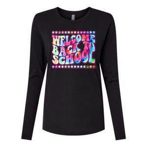 Retro 1960s Tie Dye Welcome Back To School Womens Cotton Relaxed Long Sleeve T-Shirt