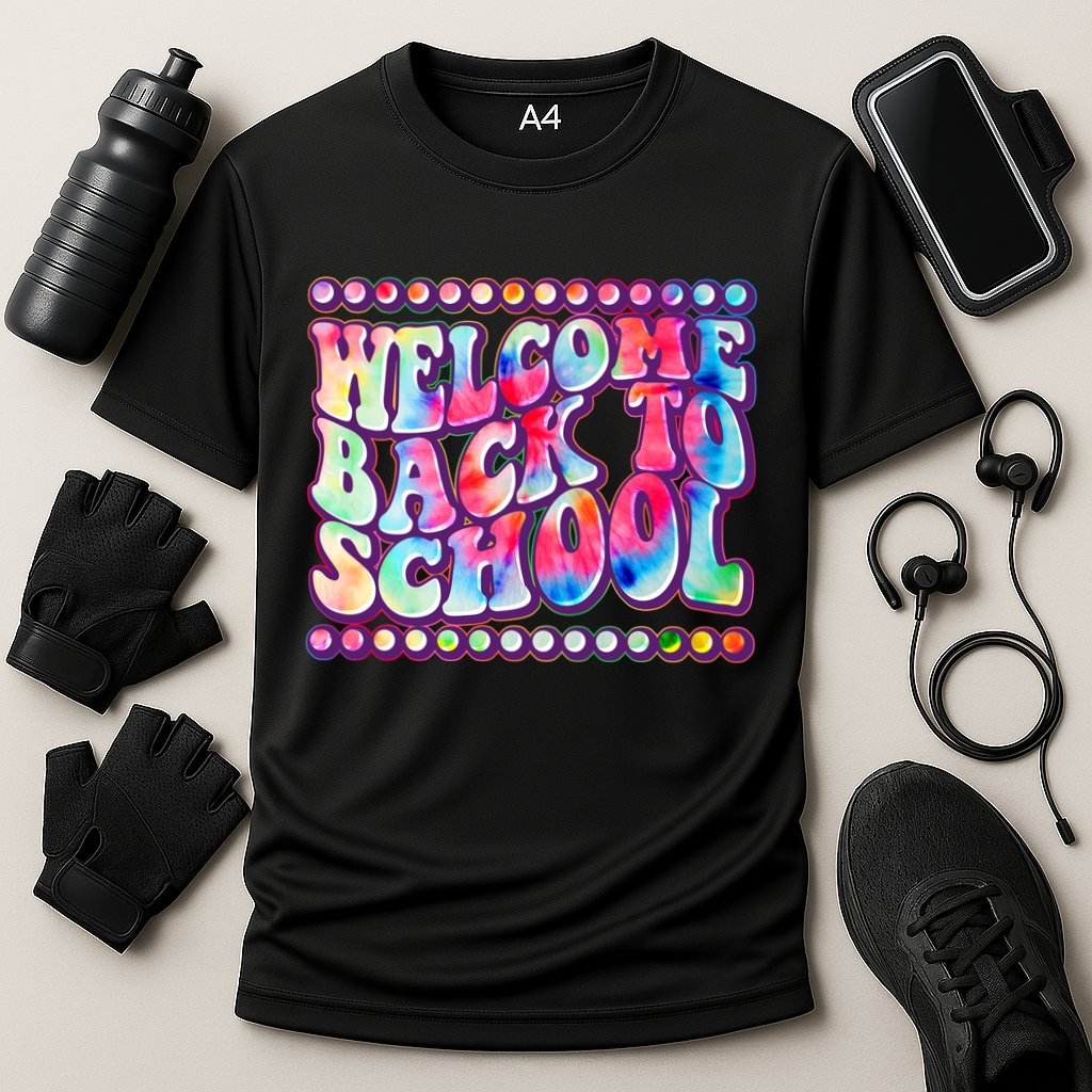 Retro 1960s Tie Dye Welcome Back To School Performance Shirt