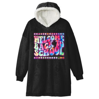 Retro 1960s Tie Dye Welcome Back To School Hooded Wearable Blanket