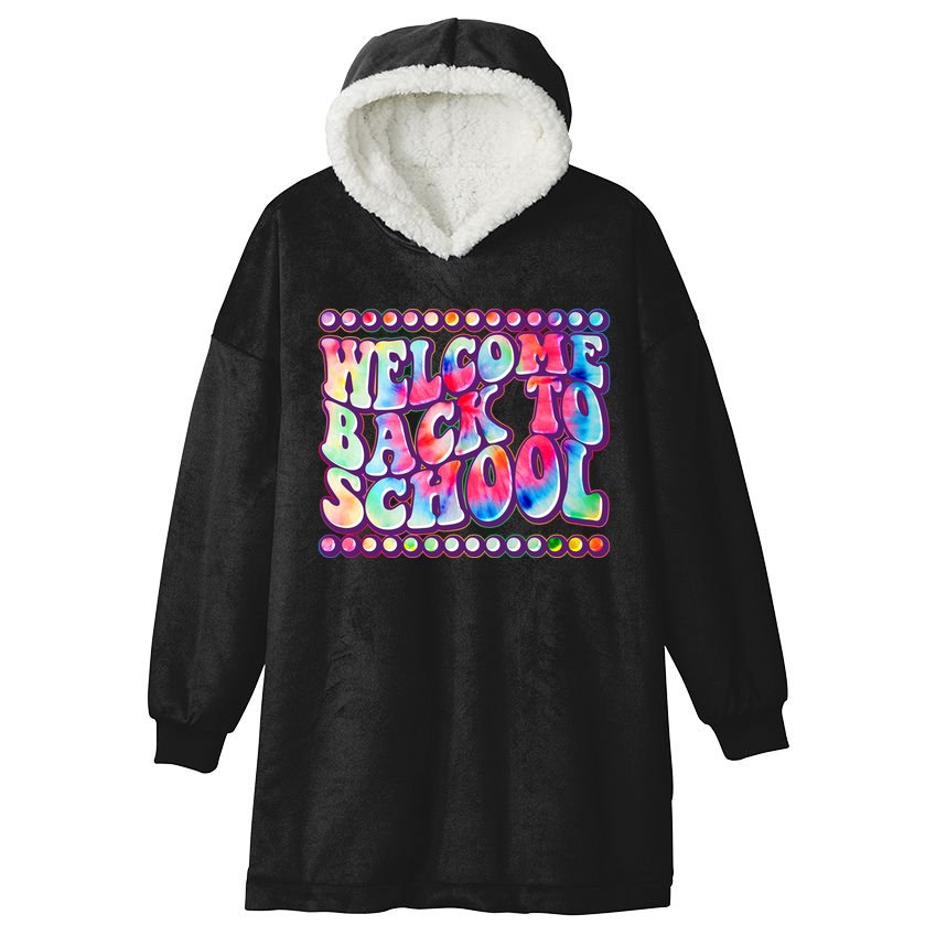 Retro 1960s Tie Dye Welcome Back To School Hooded Wearable Blanket