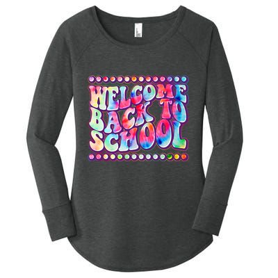Retro 1960s Tie Dye Welcome Back To School Women's Perfect Tri Tunic Long Sleeve Shirt