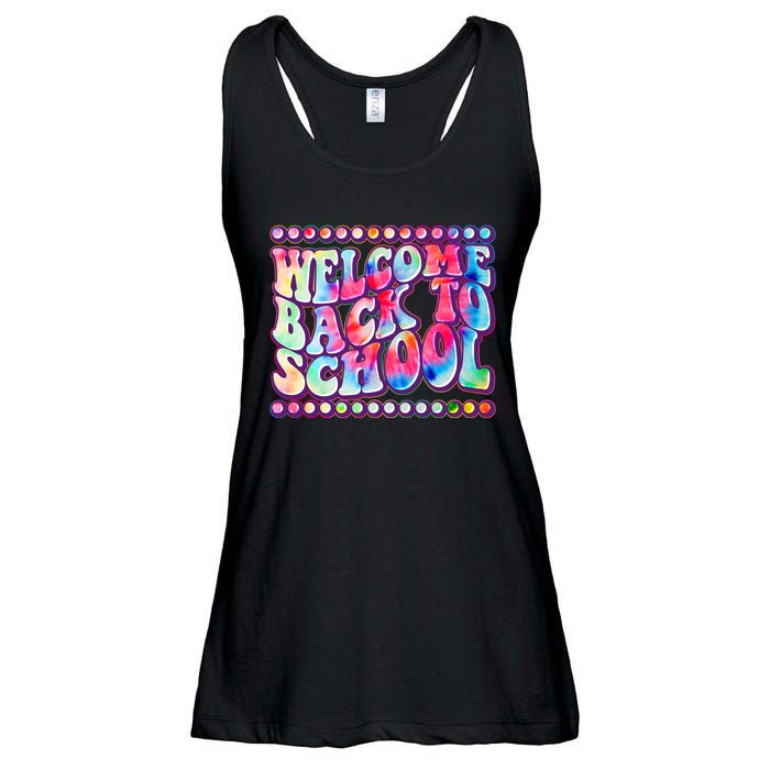 Retro 1960s Tie Dye Welcome Back To School Ladies Essential Flowy Tank