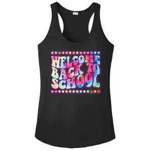 Retro 1960s Tie Dye Welcome Back To School Ladies PosiCharge Competitor Racerback Tank