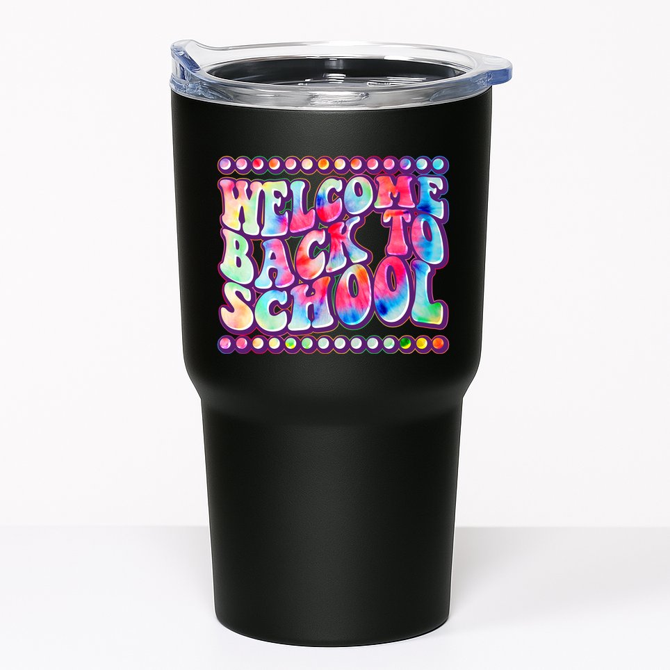 Retro 1960s Tie Dye Welcome Back To School Tumbler