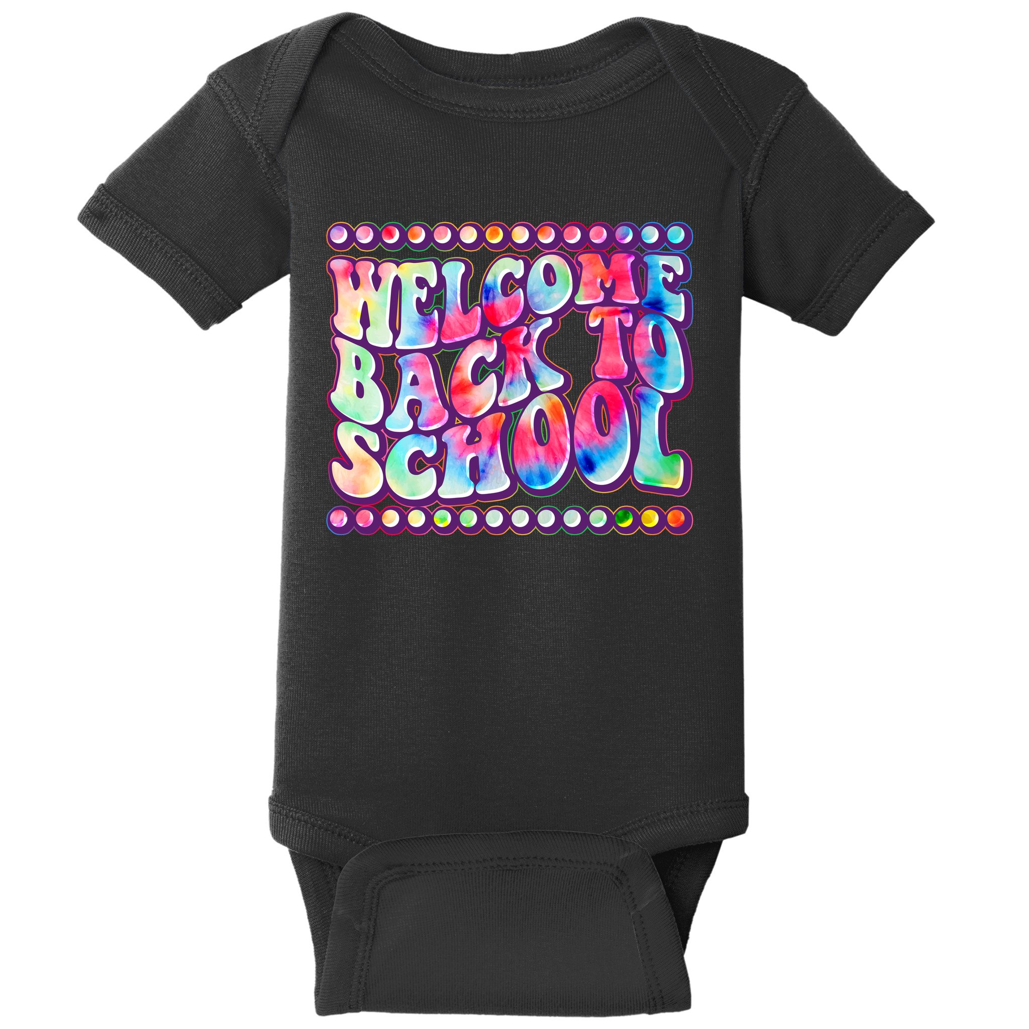 Retro 1960s Tie Dye Welcome Back To School Baby Bodysuit