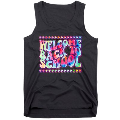 Retro 1960s Tie Dye Welcome Back To School Tank Top