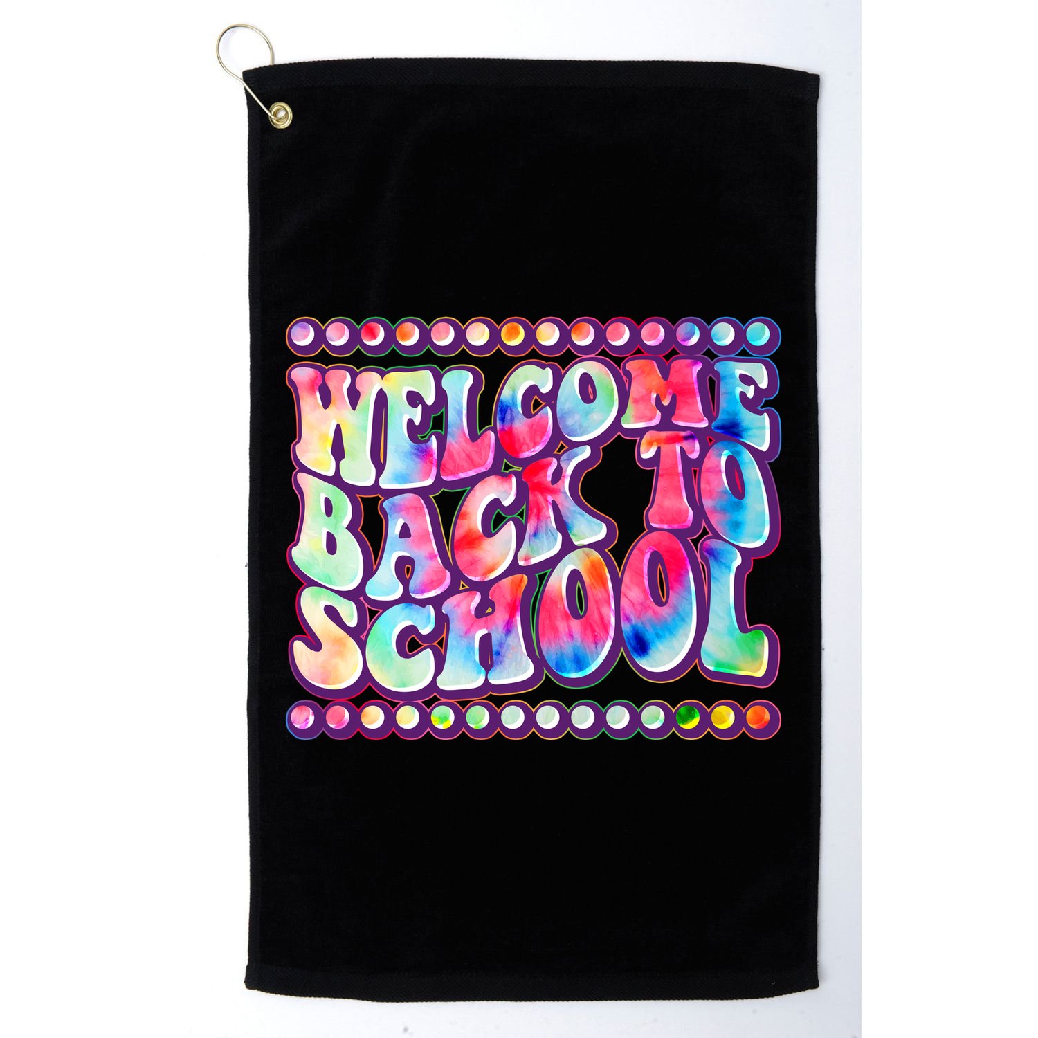 Retro 1960s Tie Dye Welcome Back To School Golf Towel