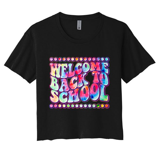 Retro 1960s Tie Dye Welcome Back To School Crop Top