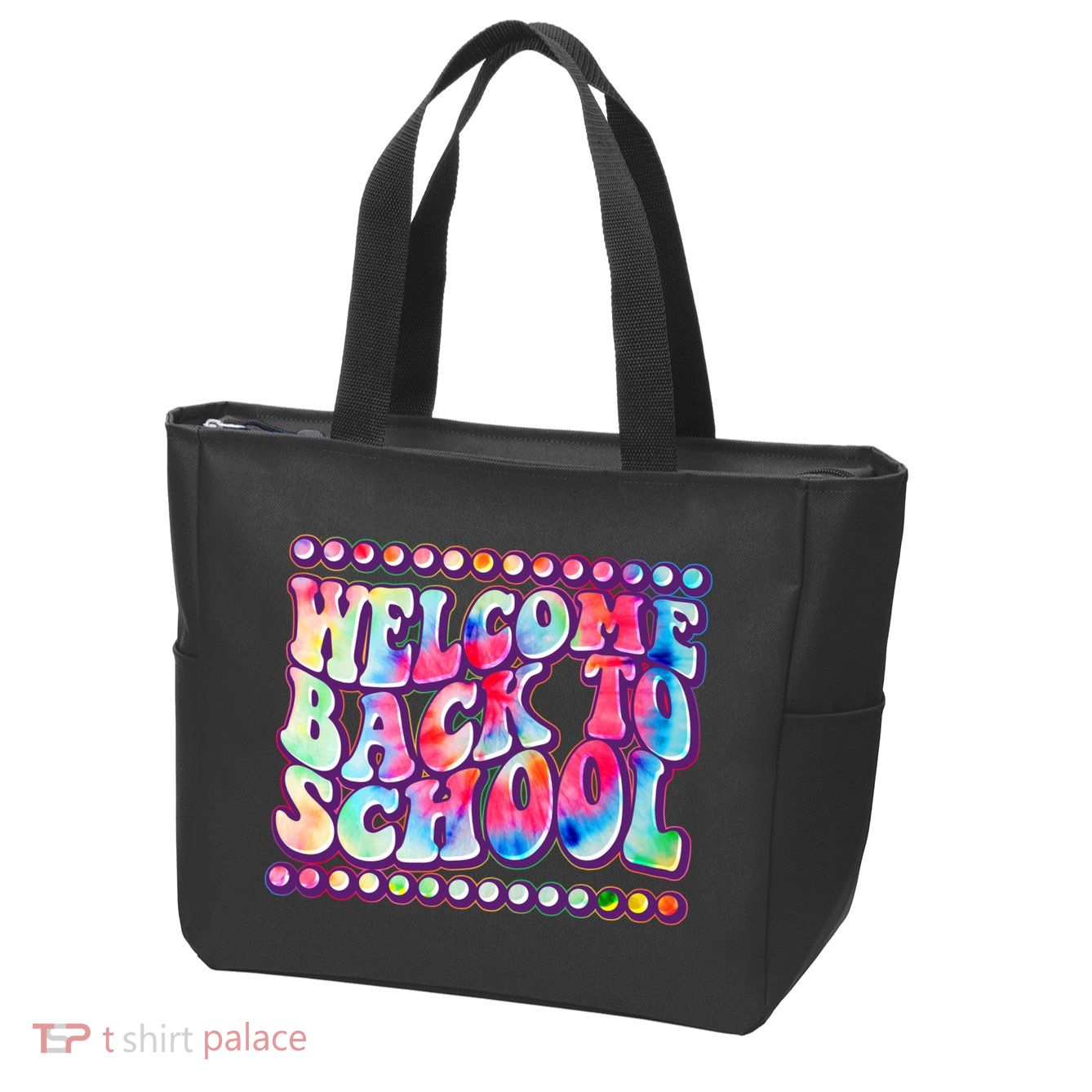 Retro 1960s Tie Dye Welcome Back To School Zip Tote Bag