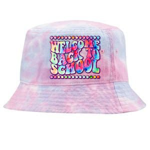 Retro 1960s Tie Dye Welcome Back To School Tie-Dyed Bucket Hat