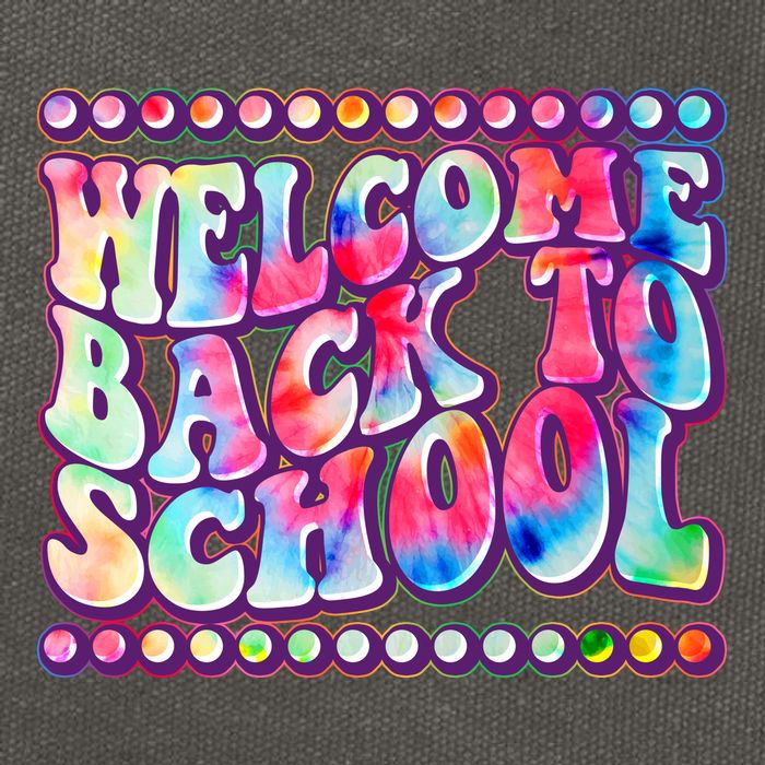 Retro 1960s Tie Dye Welcome Back To School Cotton Canvas Backpack
