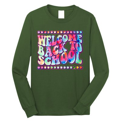 Retro 1960s Tie Dye Welcome Back To School Long Sleeve Shirt